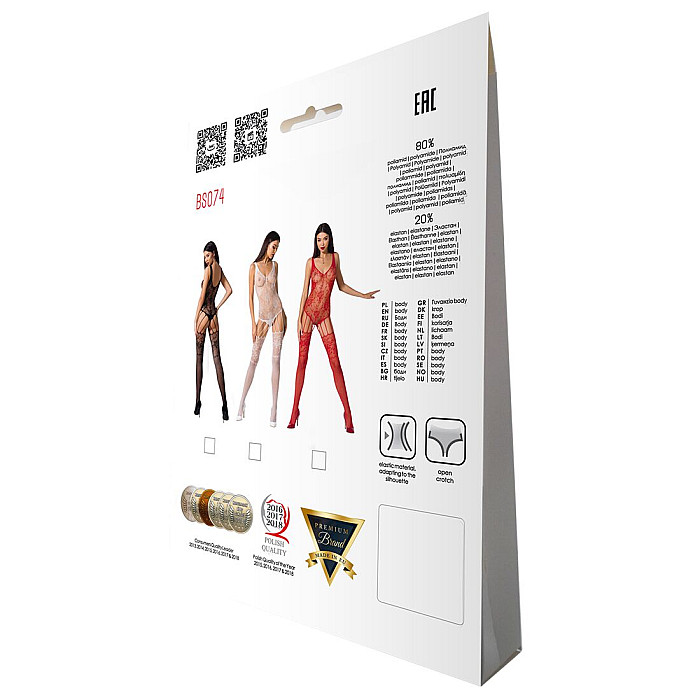 Ажурный бодистокинг с имитацией чулок Passion BS074 red