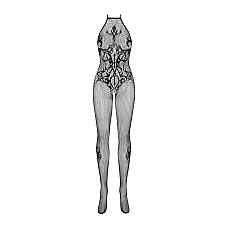 Бодистокинг Obsessive Bodystocking G308 S/M/L, халтер, декор в виде татуировки