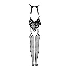 Бодистокинг Obsessive Bodystocking G324 S/M/L black, силуэтный рисунок