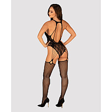 Бодистокинг Obsessive Bodystocking G324 S/M/L black, силуэтный рисунок