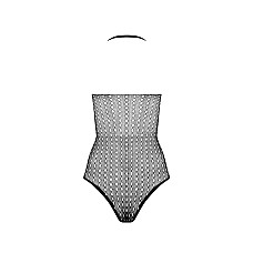 Бодістокінг з декольте Passion BS088 black, імітація корсетної шнурівки