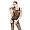 Бодістокінг Passion BS029 black, комбінезон, імітація панчох і пояса