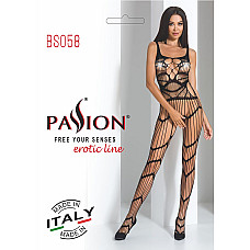 Бодістокінг Passion BS058 black, комбінезон, дуже повітряний