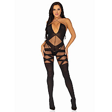 Бодістокінг Leg Avenue Illusion halter bodystocking One size Black, доступ