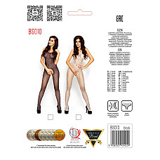 Бодістокінг Passion BS010 black, комбінезон, дрібна сіточка