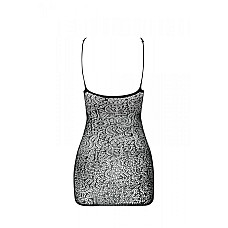 Ажурное мини-платье на тонких бретелях Passion BS096 One Size, white, плетение на груди