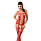 Бодістокінг Passion BS054 red, комбінезон, імітація панчіх, відкритий животик