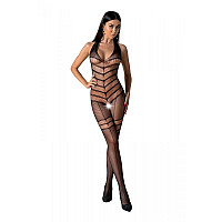 Бодістокінг з плетінням на животику Passion BS100 One Size, black, декоративний шов, з доступом