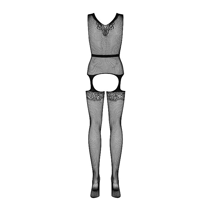 Бодистокинг Obsessive Bodystocking F217 XL/XXL, элегантный силуэтный рисунок, имитация чулок
