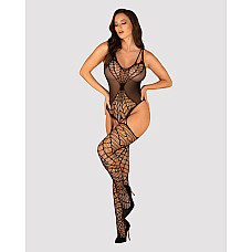 Ажурный бодистокинг под паутину Obsessive Bodystocking G325 black S/M/L, черный, комбинезон