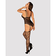 Ажурный бодистокинг под паутину Obsessive Bodystocking G325 black S/M/L, черный, комбинезон