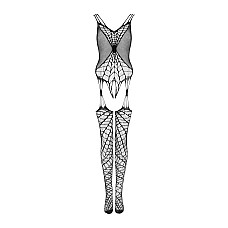 Ажурный бодистокинг под паутину Obsessive Bodystocking G325 black S/M/L, черный, комбинезон