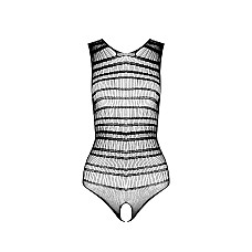 Бодістокінг з доступом Passion BS086 black, вертикальна сітка, виріз на спинці