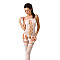 Бодістокінг Passion BS054 white, комбінезон, імітація панчох, відкритий животик