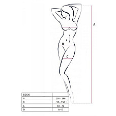 Бодістокінг з плетінням на животику Passion BS100 One Size, red, декоративний шов, з доступом