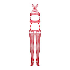 Бодистокинг Obsessive Bodystocking G313 S/M/L red, шнуровка, геометрический декор