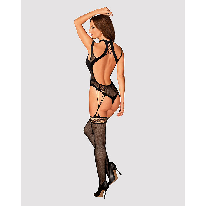Ажурный бодистокинг с отверстиями Obsessive Bodystocking G327 black S/M/L, комбинезон, с доступом