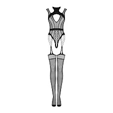 Ажурный бодистокинг с отверстиями Obsessive Bodystocking G327 black S/M/L, комбинезон, с доступом