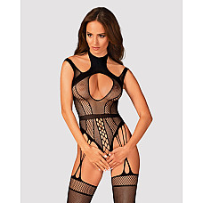 Ажурный бодистокинг с отверстиями Obsessive Bodystocking G327 black S/M/L, комбинезон, с доступом