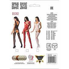 Сітчастий бодістокінг Passion BS062 One Size, Red, комбінезон, імітація панчіх, відкритий доступ