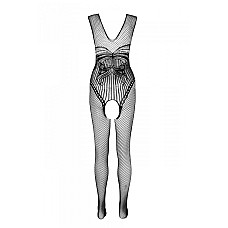 Бодистокинг Passion ECO BS003, черный, One Size, открытая промежность, имитация корсета и чулок
