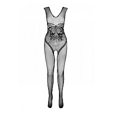 Бодистокинг Passion ECO BS003, черный, One Size, открытая промежность, имитация корсета и чулок