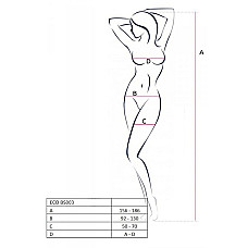 Бодистокинг Passion ECO BS003, черный, One Size, открытая промежность, имитация корсета и чулок