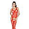 Бодістокінг Passion BS038 red, комбінезон, імітація панчіх і пояса