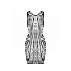 Мини-платье с вертикальным узором Passion BS097 One Size, red, плетение по бокам