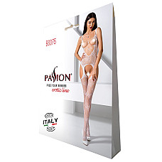Відвертий бодістокінг з глибоким декольте Passion BS075 white