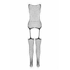 Сетчатый телесный бодистокинг имитирующий боди с чулками на подвязках Casmir CA003