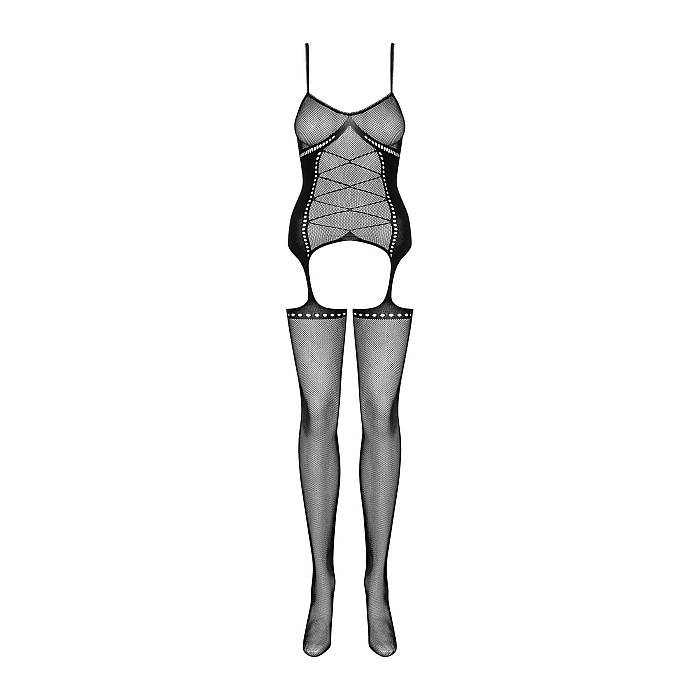 Бодістокінг Obsessive Bodystocking G314 S/M/L, імітація корсету та корсетного шнурівки