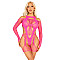 Бодистокинг Leg Avenue Fishnet Garter Harness and Teddy One Size Neon Pink