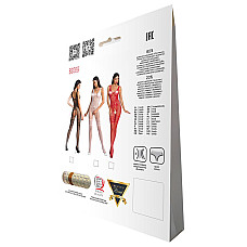 Бодистокинг Passion BS069 red, комбинезон, имитация чулок и боди