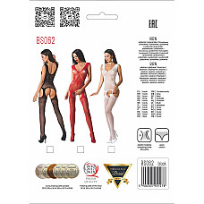 Сітчастий бодістокінг Passion BS062 One Size, White, комбінезон, імітація панчіх, відкритий доступ