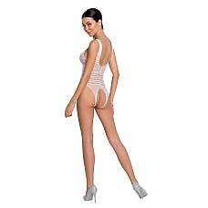 Бодістокінг з доступом Passion BS086 white, вертикальна сітка, виріз на спинці