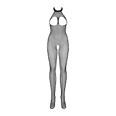 Бодистокинг из мелкой сетки с открытой грудью и доступом Obsessive Bodystocking N101 S/M/L