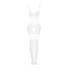 Сітчастий бодістокінг з імітацією топа та шортів Obsessive Bodystocking G330 XL/XXL, white, з доступ