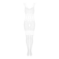 Сітчастий бодістокінг з імітацією топа та шортів Obsessive Bodystocking G330 XL/XXL, white, з доступ