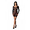Напівпрозора мінісукня Passion BS101 One Size, black, рукави-мітенки