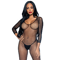 Бодистокинг Leg Avenue V Front Bodystocking One size Black, мелкая сетка, доступ