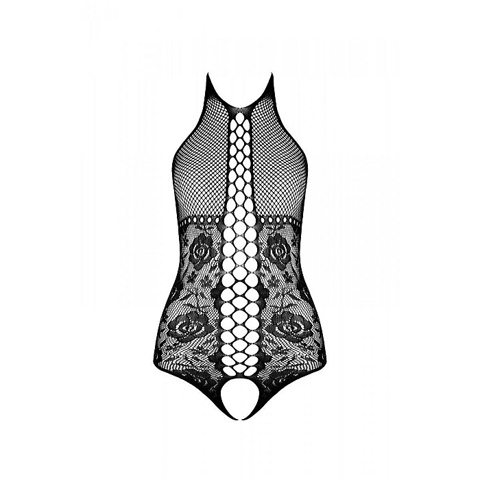 Бодистокинг с имитацией корсетной шнуровки Passion BS094 One Size, white, цветочный узор, с доступом