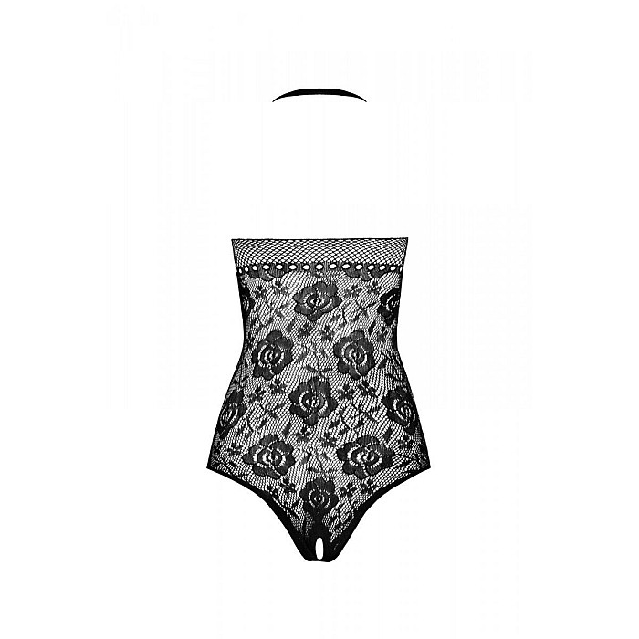 Бодистокинг с имитацией корсетной шнуровки Passion BS094 One Size, white, цветочный узор, с доступом