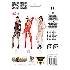 Бодистокинг Passion BS040 red, комбинезон с открытой грудью