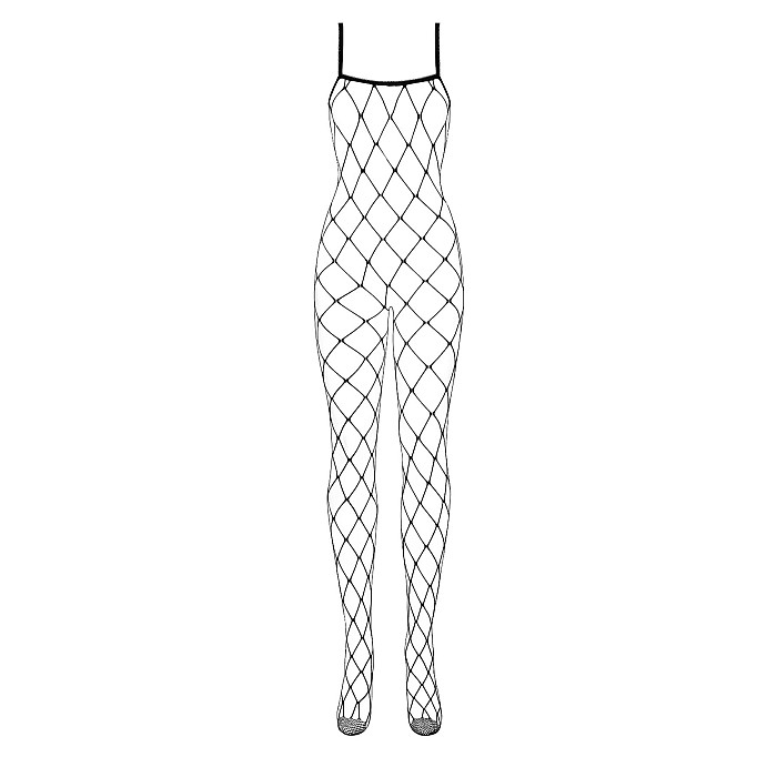 Бодистокинг с крупной ячейкой и открытой грудью Obsessive Bodystocking N102 S/M/L, черный