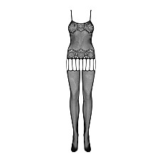 Бодистокинг Obsessive Bodystocking F235 S/M/L, тонкие подвязки, нежный декор, сеточка