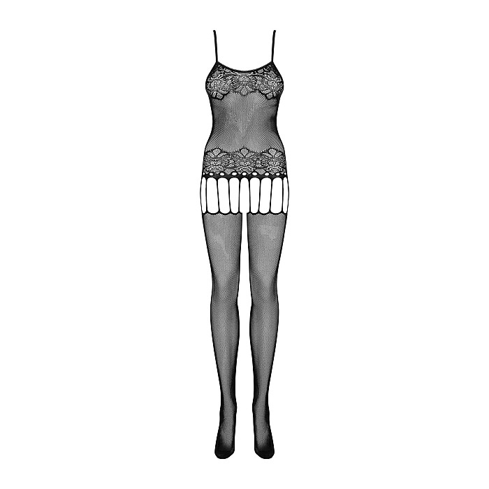 Бодистокинг Obsessive Bodystocking F235 S/M/L, тонкие подвязки, нежный декор, сеточка