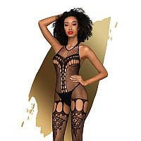 Бодистокинг Penthouse Fancy Me XL Black, открытый доступ, фантазийный рисунок, имитация чулок