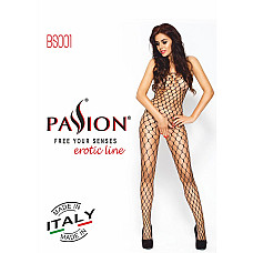 Бодістокінг Passion BS001 white, комбінезон, велика сітка