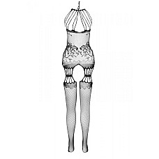 Бодистокинг с множеством бретелей Passion BS095 One Size, black, имитация пояса и чулок, с доступом